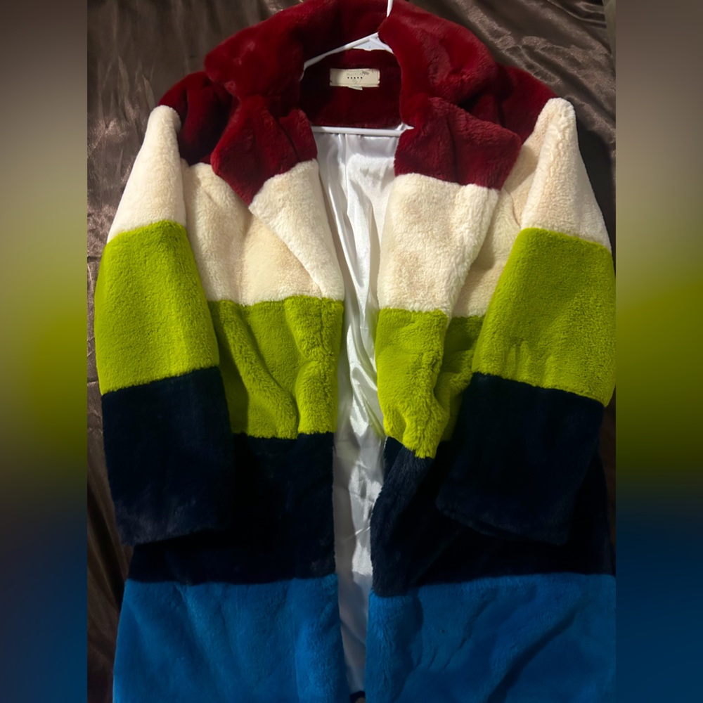 BlankNYC faux Fur Multicolor Coat